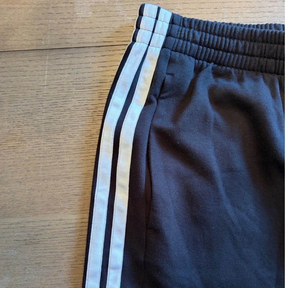 Adidas Mens 3-Stripes Fleece Pants Black White Track Joggers JY9022 L